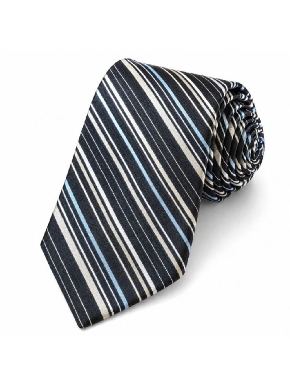 Axcess Black Blue Stripe Silk Tie Mens Necktie Classic Designer Italian Wide
